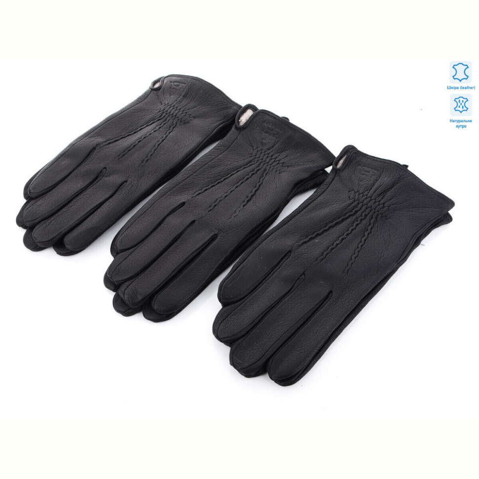 Перчатки RuBi S105М шкіра оленя-хутро black