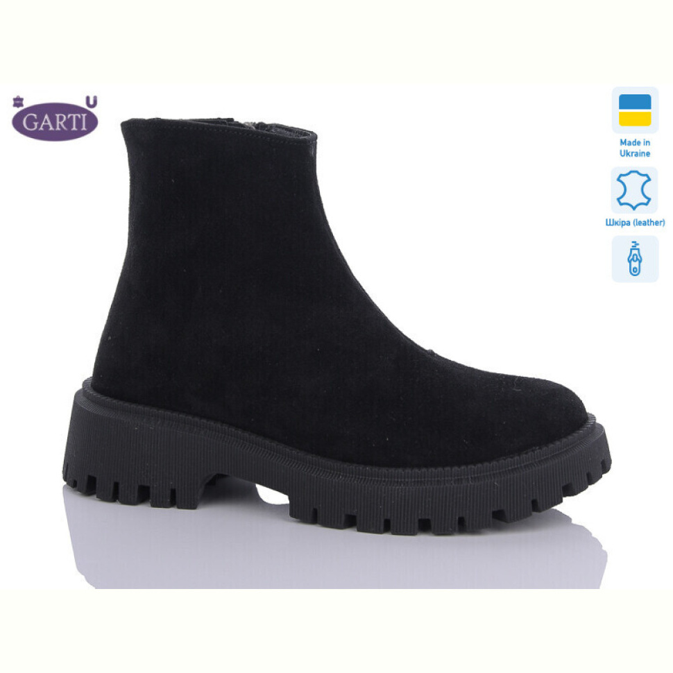 Ботинки Garti 6723 чорний замш байка