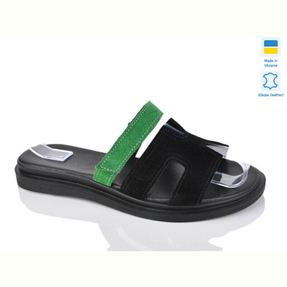 Шлепки Sali 1501-1 чорний-зелен. з.