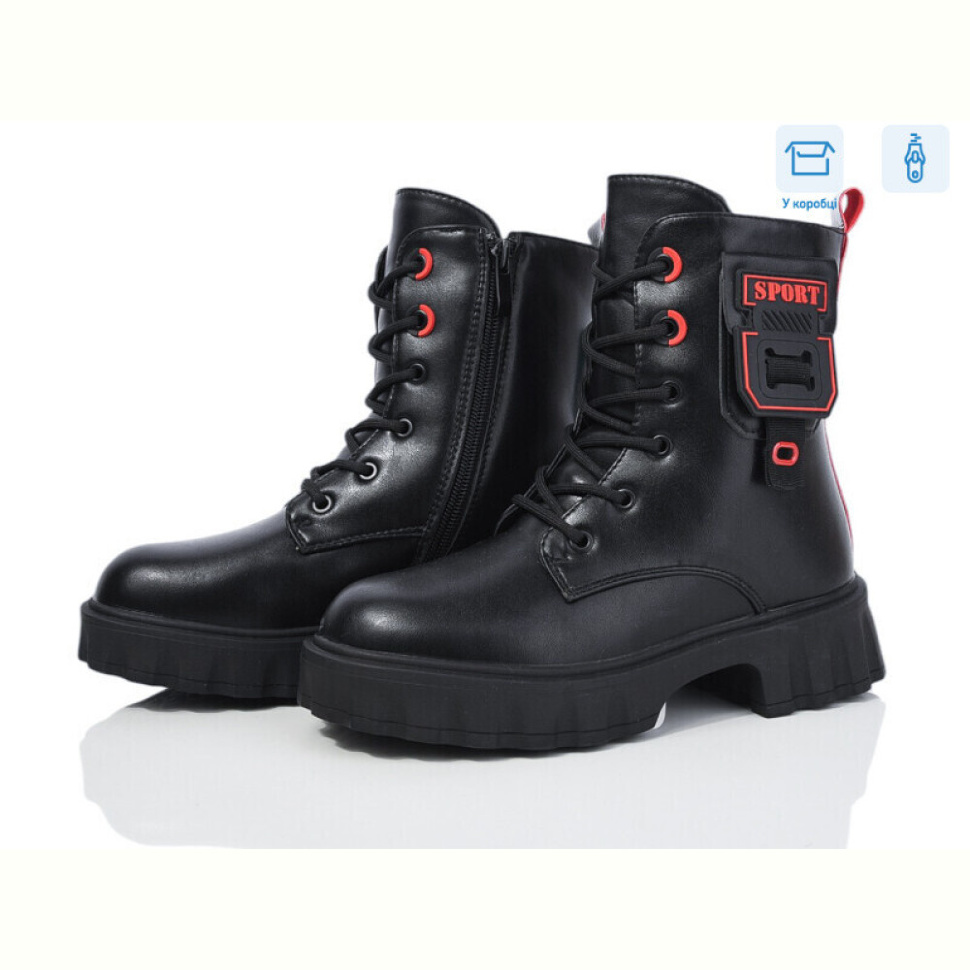 Ботинки Ok Shoes 2169B black-red