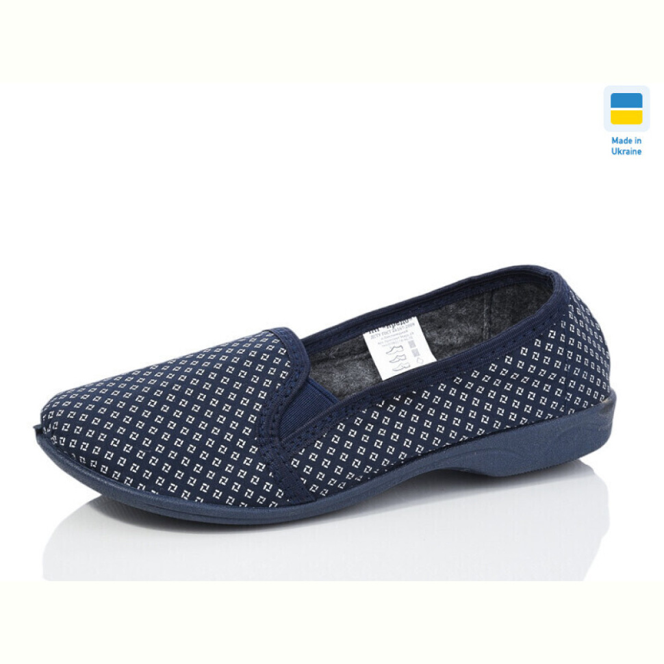 Тапки Lot Shoes Кредо вельвет синьо-білий