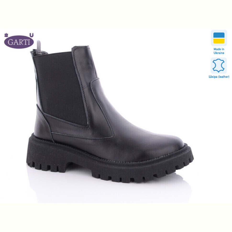 Ботинки Garti 361 Чорна шкіра байка