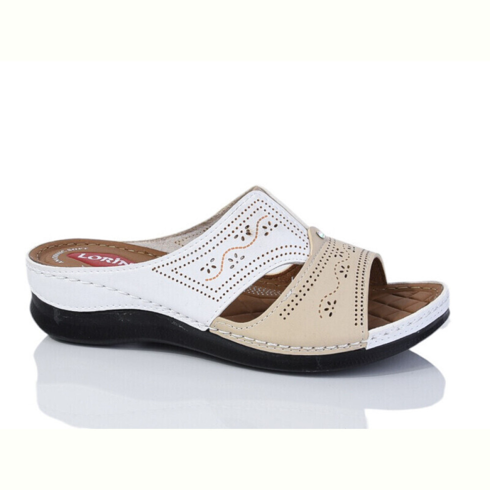 Шлепки Sali-2 013-37 беж-білий Шлепки Sali-2 013-37 беж-білий