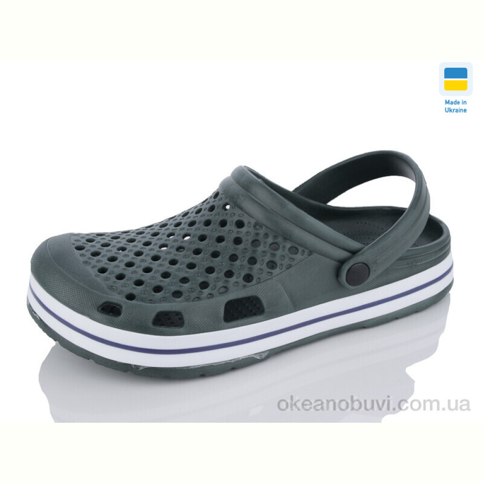 Кроксы Progress Верта М51 хакі с білою смужкою