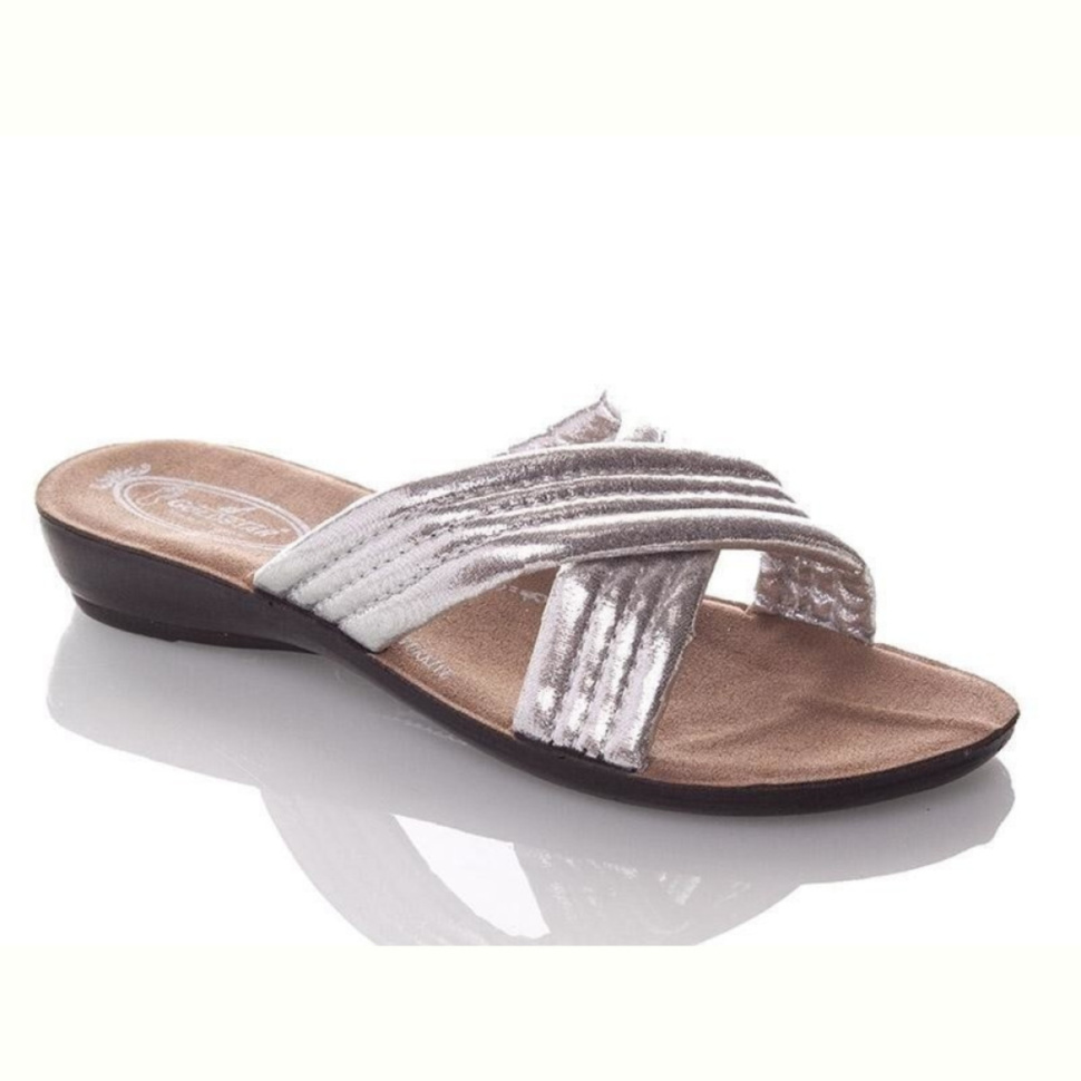 Шлепки DeMur W7153-silver