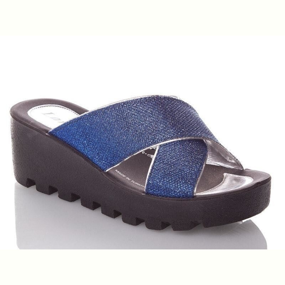 Шлепки DeMur W777-18-blue-silver