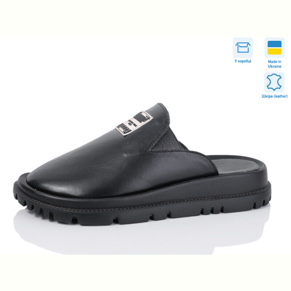 Шлепки Lena 001-1 чорна шкіра Шлепки Lena 001-1 чорна шкіра