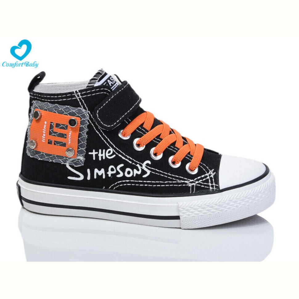 Кеды Comfort-baby 9111-1 чорно-помаранчевий