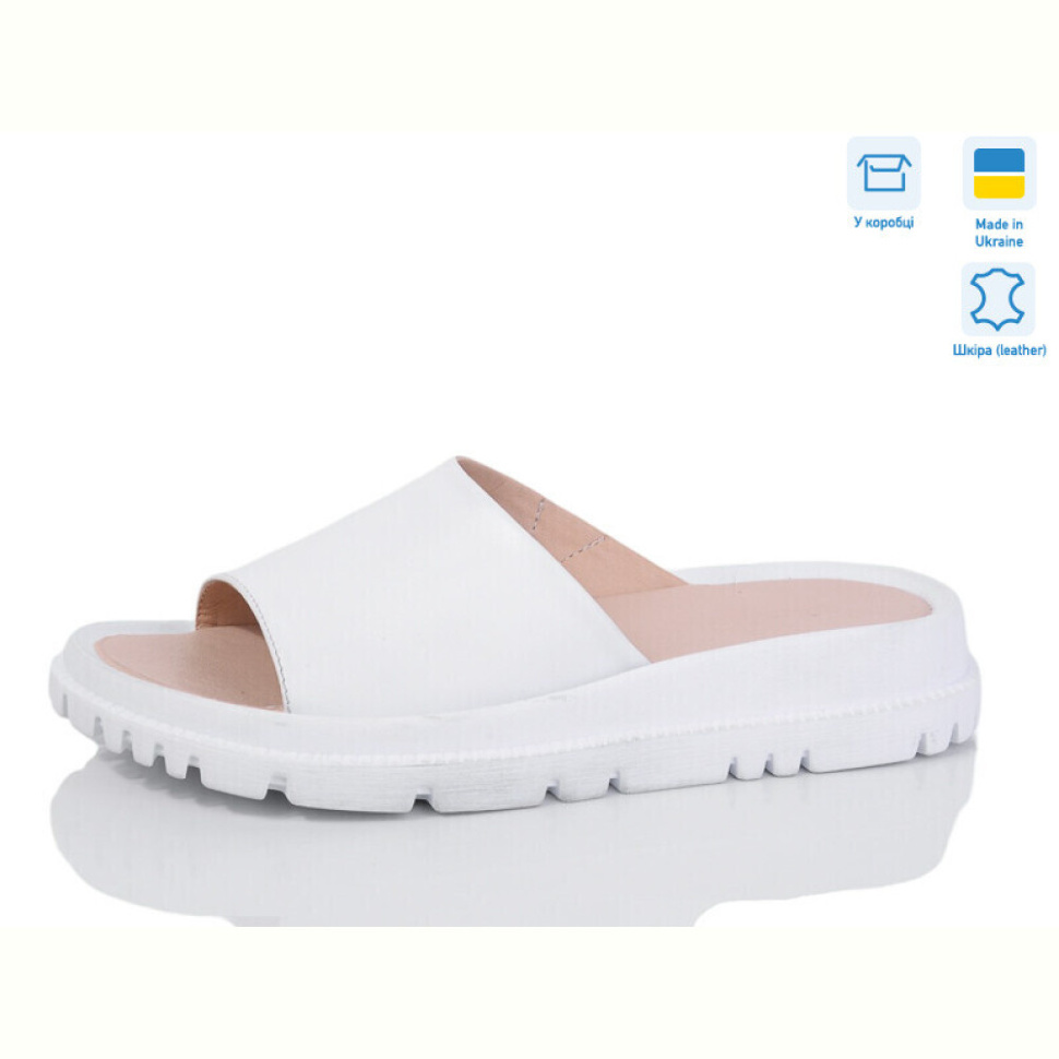 Шлепки Lena 001-4 біла шкіра