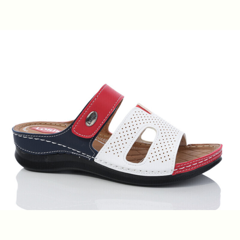 Шлепки Sali-2 013-77 white-navy-red Шлепки Sali-2 013-77 white-navy-red