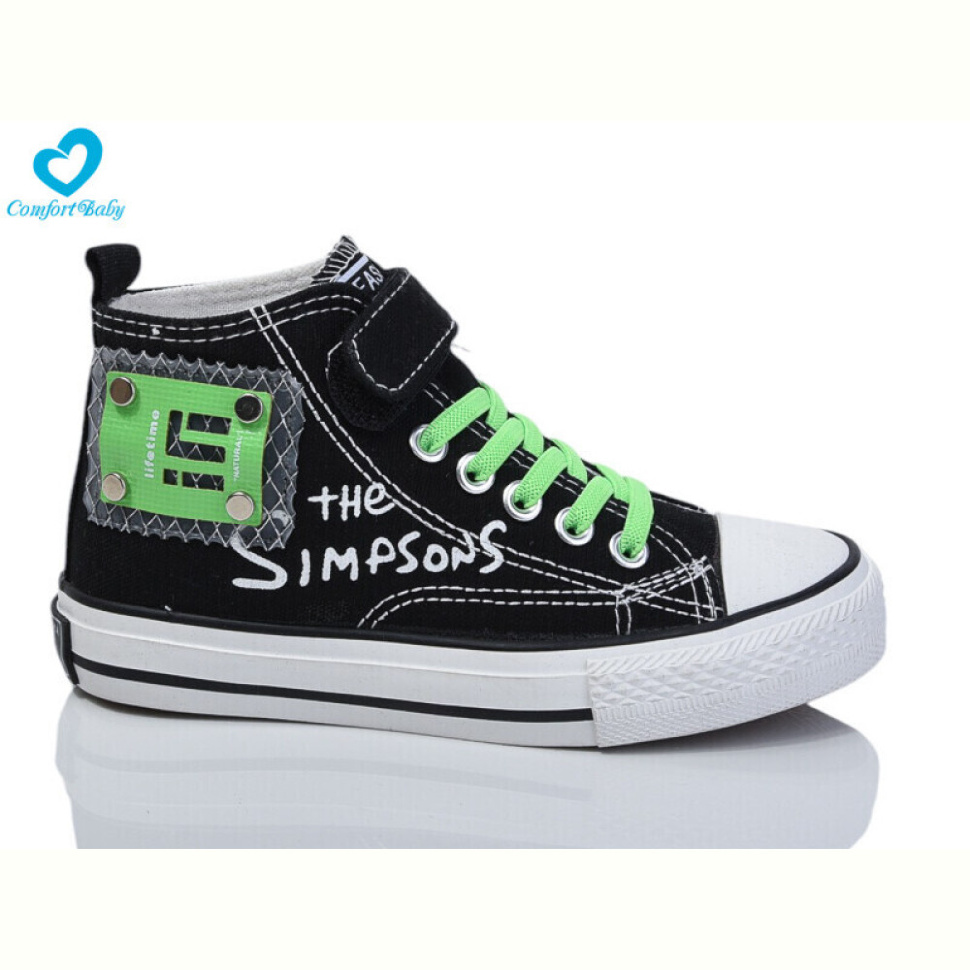 Кеды Comfort-baby 9111-1  чорно-зелений