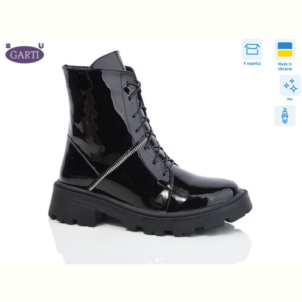 Ботинки Garti 349 чорний лак байка