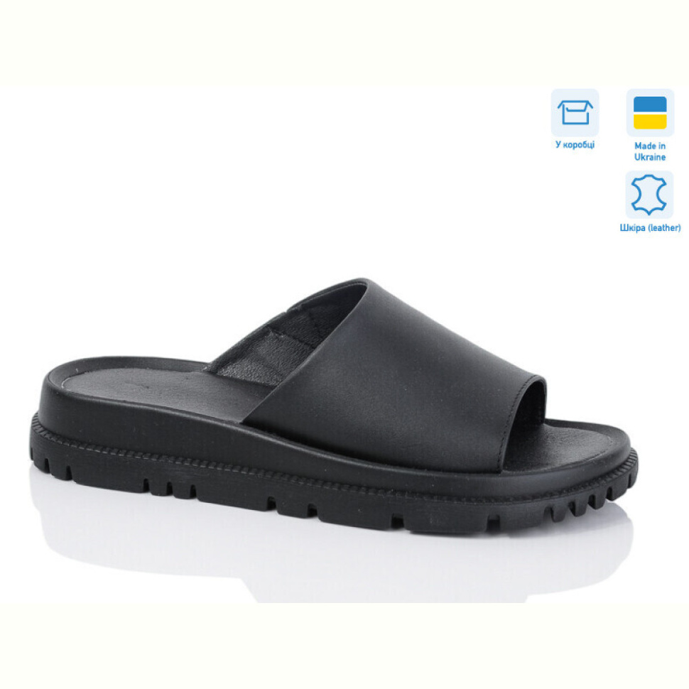Шлепки Lena 001-6 чорна шкіра Шлепки Lena 001-6 чорна шкіра