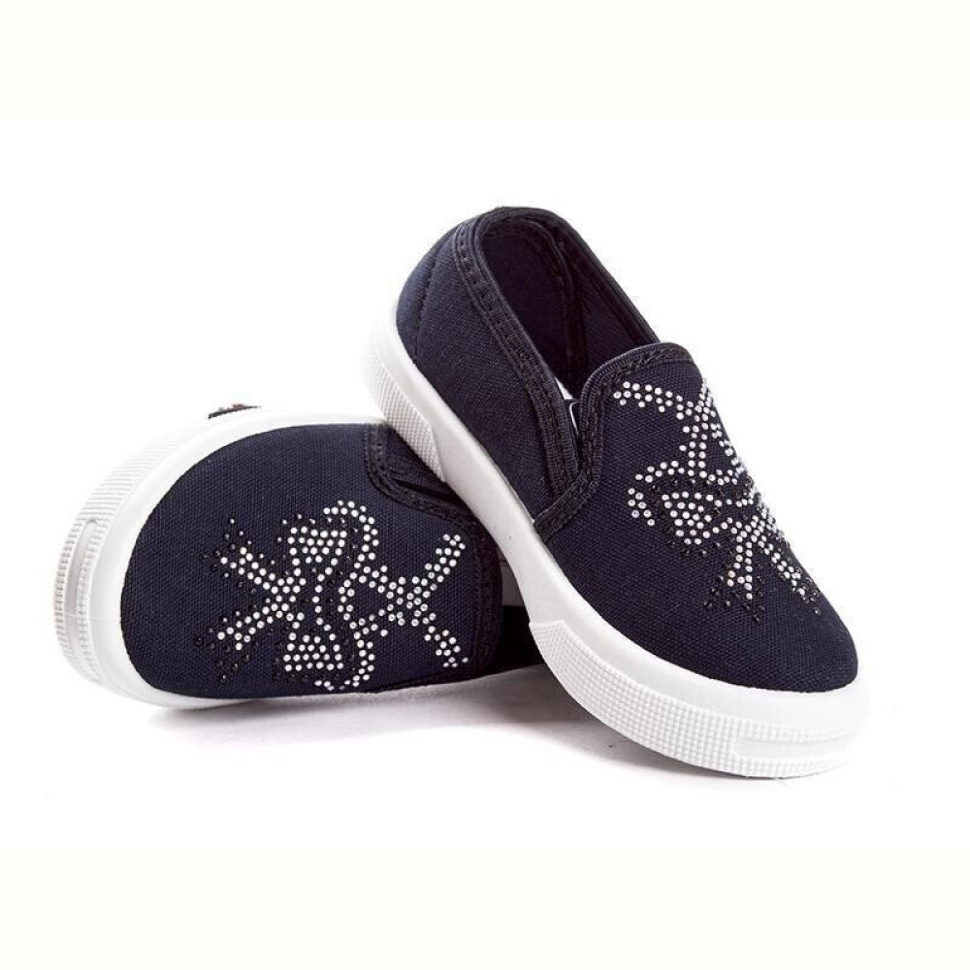 Слипоны DeMur 2850-001 стразы бант синий