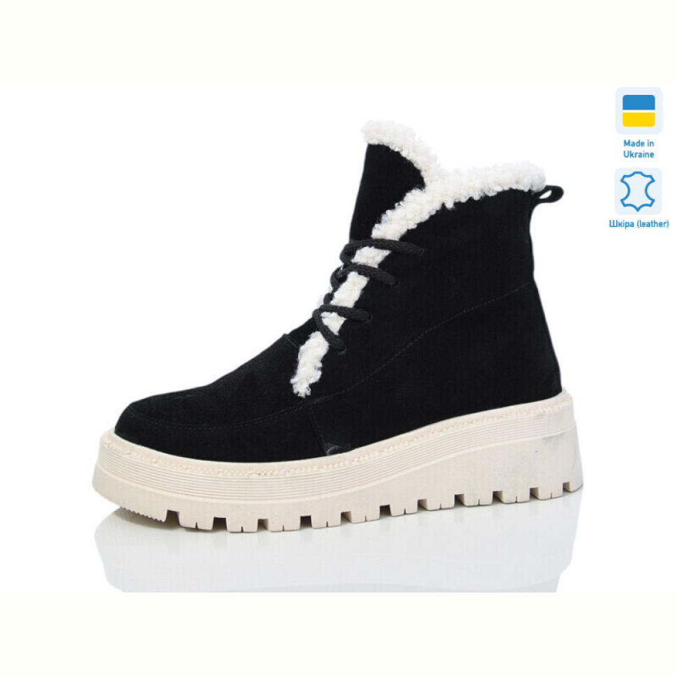 Ботинки Sali 2215 чорний з. біл-п. зима