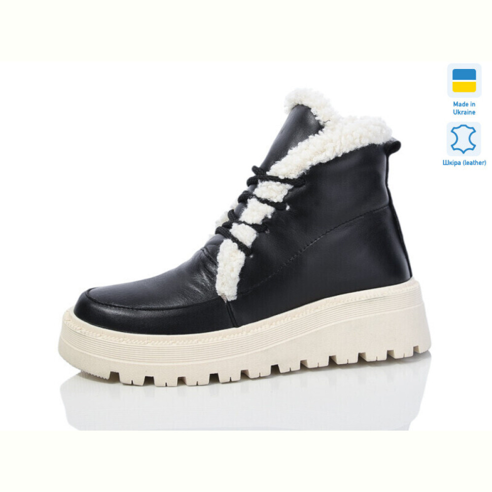 Ботинки Sali 2215 чорний к біл-п.зима