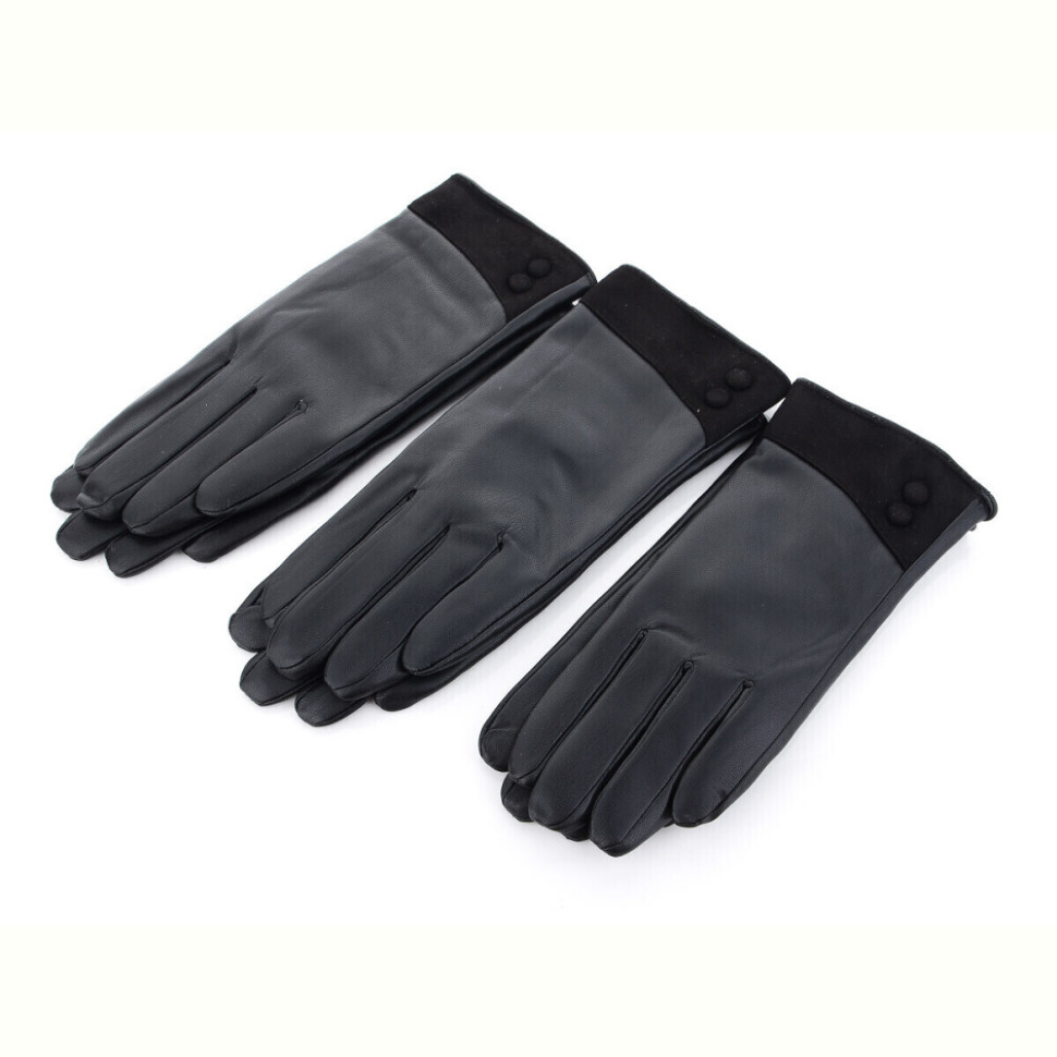 Перчатки RuBi R106Ж кожзам-махра black