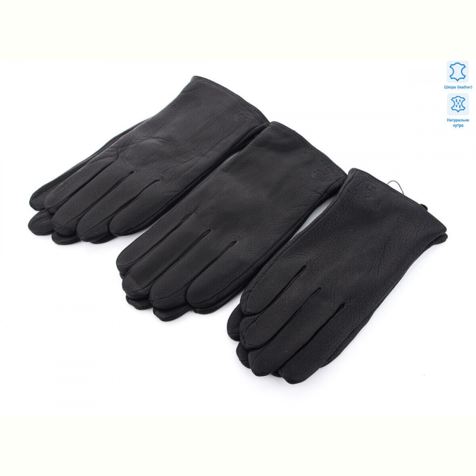 Перчатки RuBi S102М шкіра оленя-хутро black